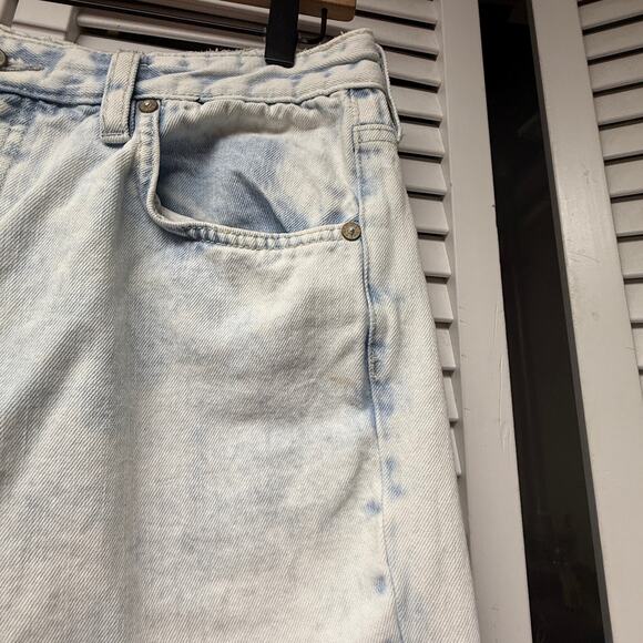 Free People We The Free Size 31 Wide Leg Jeans High Rise Light Wash Raw Hem - Picture 6 of 6